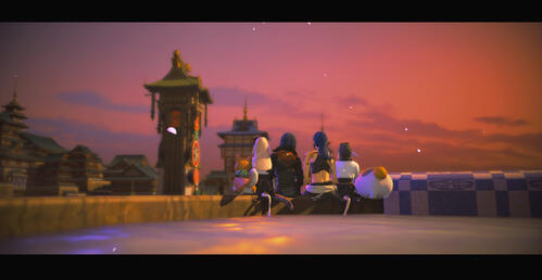 Cocoa, Paine, Shiro, & Sile looking at a building pt2