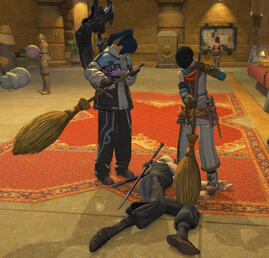 Cocoa and Paine shitting on Naka w/ broom